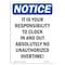 Signmission OSHA Notice Sign, 14" Height, Rigid Plastic, It Is Your Responsibility To Clock Sign, Portrait OS-NS-P-1014-V-13742 - alternate 1